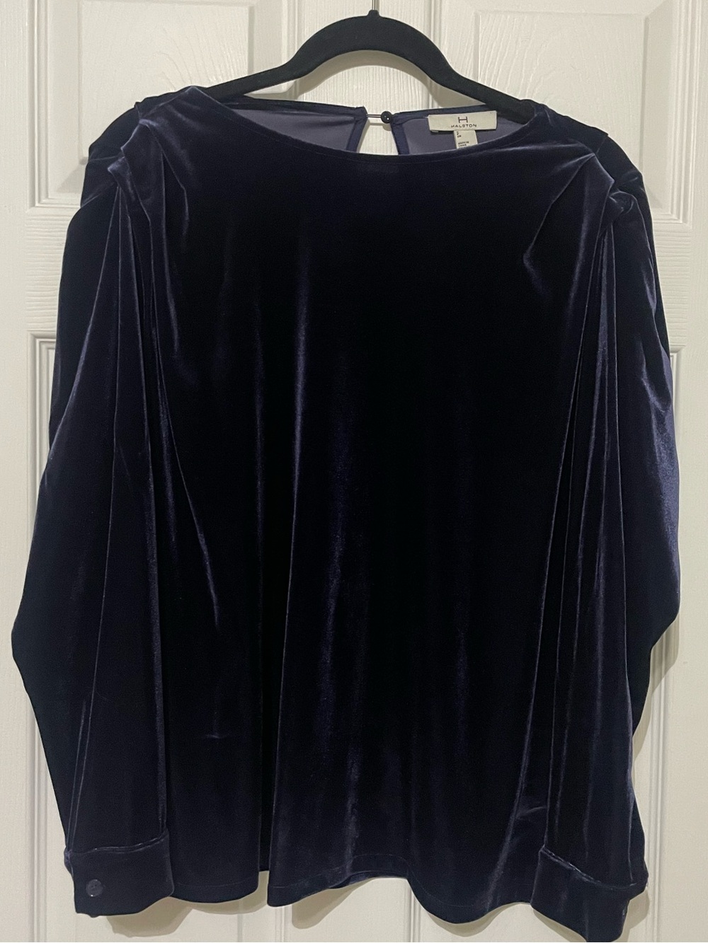 H by Halston Navy Velvet Top - Size XL